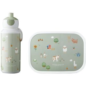 Mepal lunchset Campus – Broodtrommel en Drinkbeker voor kinderen – Bento box – Pop-up drinkfles – Little Farm