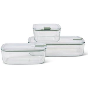 Mepal Set Glas-Frischhaltedose EasyClip 3-teilig (2x 1000 ml + 2250 ml) - Nordic sage