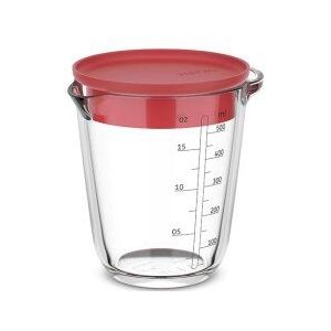 Mepal Glas maatbeker met deksel Chef it - 500 ml - Maataanduiding - Vaatwasmachine-, magnetron- en ovenbestendig - Bakspullen - Coral
