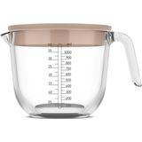 Mepal Glas maatbeker met deksel Chef it - 1000 ml - Maataanduiding - Vaatwasmachine-, magnetron- en ovenbestendig - Bakspullen - Chalk