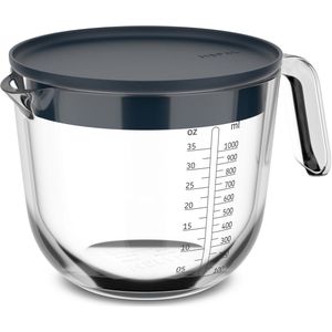 Mepal Glas maatbeker met deksel Chef it - 1000 ml - Maataanduiding - Vaatwasmachine-, magnetron- en ovenbestendig - Bakspullen - Navy