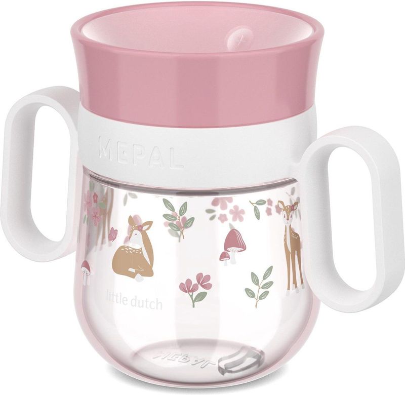 Mepal - 360° Mio Little Dutch leerbeker - Waterdicht - 360° rand om van alle kanten te drinken - Handgrepen met gemakkelijke grip - Verzegelt wanneer het kind stopt met drinken - 200 ml - Fairy Garden