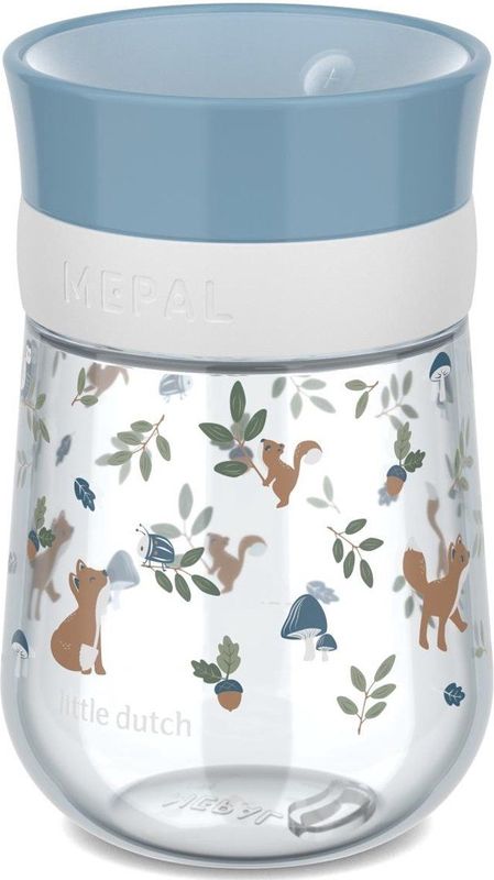 Mepal - 360° Mio Little Dutch leerbeker - Waterdicht - 360° rand om van alle kanten te drinken - Sluit automatisch af wanneer het kind stopt met drinken - 300 ml - Forest Friends