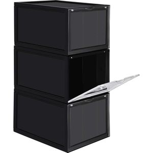 ZAZA Home schoenendoos, stapelbare schoenenopberger, zwart