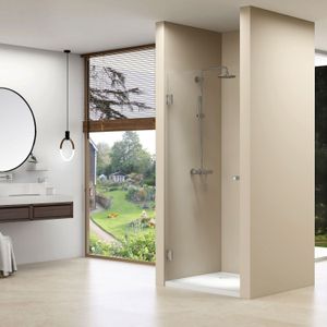 Nis douchedeur van rijn products helder glas 200x80 cm ronde knop