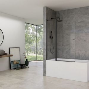 Van Rijn - ST02 - Badwand - Helder Glas - Zwart Profiel