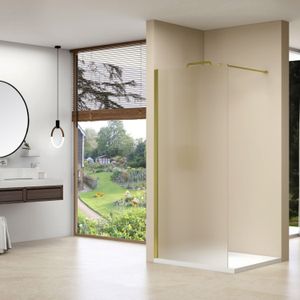 Inloopdouche van rijn st01 120x200 cm melkglas 8 mm met stabilisatiestang messing goud