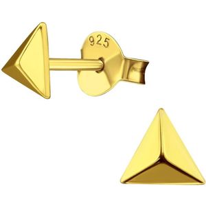 Oorbellen dames | Oorstekers | Gold plated oorstekers, gelijkzijdige driehoek | WeLoveSilver
