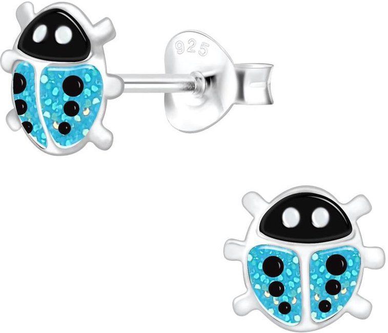 Zilveren oorstekers, blauwe lieveheersbeestjes