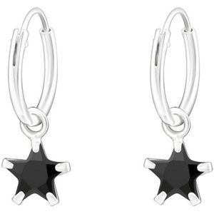 Zilveren oorringen met hanger, cubic zirkonia ster