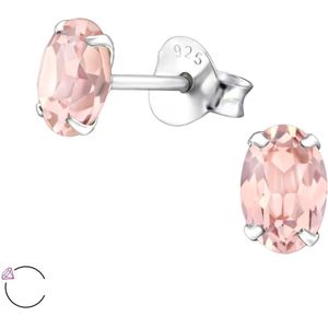Oorbellen | Oorstekers | Zilveren oorstekers, ovaal met Swarovski kristal