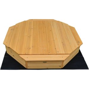 Rijoka - Houten Zandbak - Inclusief Deksel en Grondzeil - 1305x1305x200mm