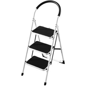 Rijoka - Keukentrap - Inklapbaar - 3 Treden - Huishoudtrap - 150kg Draagkracht - Anti-slip Treden