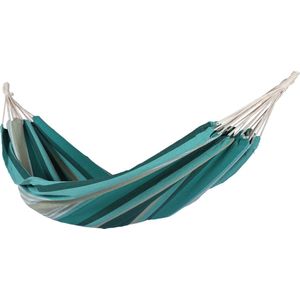 Rijoka Hangmat Large - 200x140cm - Groen Gestreept - 1 Persoons - Incl. 2 Haken, Touw én Opbergzak