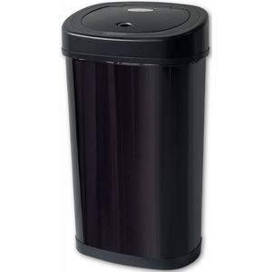 Rijoka Prullenbak met Sensor – 50 Liter – RVS – Soft Close – Vingerafdrukvrij – Modern Design – Zwart
