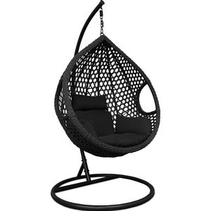 Rijoka Hangstoel Eggy Rope Schommelstoel - Luxe Rattan - Zwart