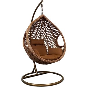 Rijoka - Hangstoel Eggy Rope - Schommelstoel - Bruin - Rattan