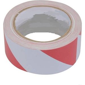 Markeertape rood/wit - 50mmx33m - veiligheidsmarkeertape - verpakt per 3 rollen