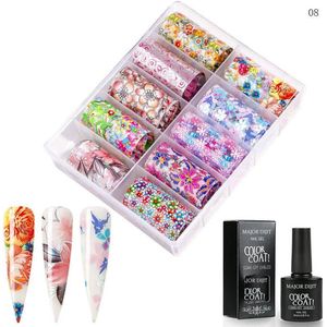 DW4Trading Nagel Transfer Folie - Nail Art Set - Inclusief Lijm - Nagelstickers - 13-08