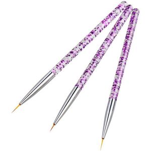 DW4Trading Nail Art Penselen - Glitter Paars - Set van 3 Stuks