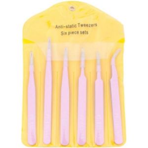 DW4Trading Antistatische precisiepincetten set 6 delig roze