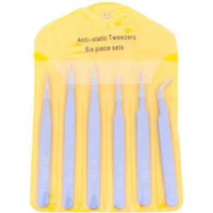DW4Trading Antistatische precisiepincetten set 6 delig paars