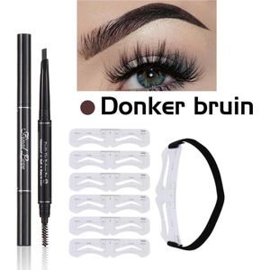 DW4Trading Wenkbrauw Sjabloon + Microblading Tattoo Pen - Donker Bruin