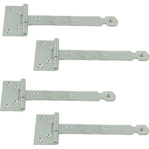 GeZu-Impex ® 4 stuks Kruishengen,T scharnieren, Poortscharnieren, Enkel blad lengte 150mm, Electrolytisch verzinkt staal