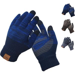 NiSy.nl Luxe Handschoenen heren / dames - Touchscreen | Fleece | Anti-Slip | Winter | Blauw Patroon