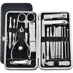 BukkitBow - Manicure Set & Pedicure Set - Set voor Manicure en Pedicure - 12-Delige RVS Set - Gezicht Verzorging - Nagelknippers & Nagelriem Trimmer - Met Opberg Box - Zwart