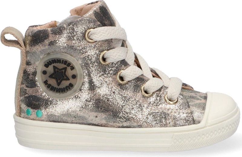 Bunnies JR 221235-906 Meisjes Hoge Sneakers - Goud/Print - Leer - Veters