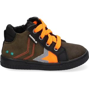 BunniesJR 221663-569 Jongens Hoge Sneakers - Groen/Oranje - Leer - Veters