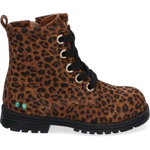 BunniesJR Thijs Trots Meisjes Biker Boots - Bruin Print - Leer - Veters