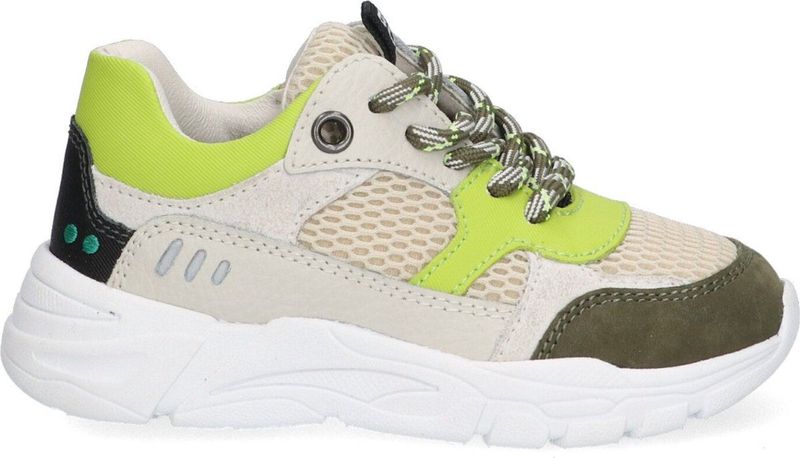 BunniesJR 223340-569 Jongens Lage Sneakers - Groen Beige - Nubuck - Veters
