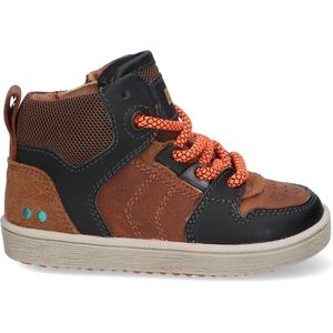 BunniesJR 223750-589 Jongens Hoge Sneakers - Zwart/Bruin/Oranje - Suède - Veters