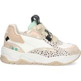 BunniesJR 224375-994 Meisjes Lage Sneakers - Wit Beige Print - Imitatieleer - Veters