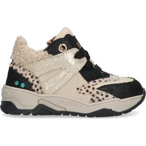 BunniesJR 224844-589 Meisjes Hoge Sneakers - Zwart Beige - Leer - Veters