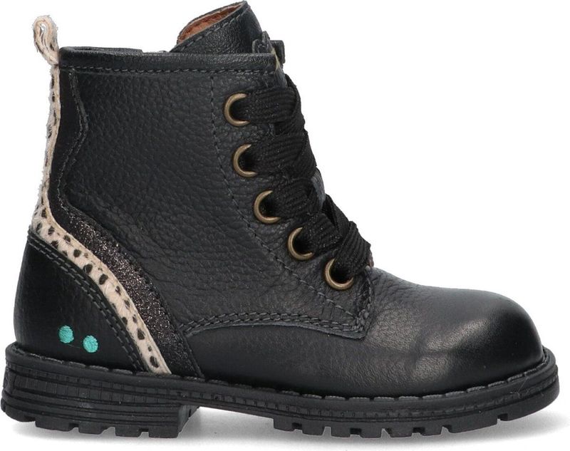 BunniesJR Tina Trots Meisjes Biker Boots - Zwart - Leer - Veters