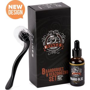 Finez Baardgroei Kit navulverpakking – Baardolie met Baardroller – Baardverzorging set 2 delig - Baardgroei