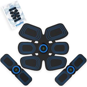 Vitality EMS Trainer Buikspiertrainer Spierstimulator - Buikspieren Trainer Elektrisch - USB Oplaadbaar Quick Charge Buikspier Trainer - Ab Trainer Elektrisch - Inclusief eBook