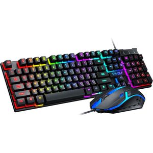 Gaming Combo Set - Mechanische Toetsenbord & Muis -  Mechanical Keyboard -  Mechanische Gevoel Toetsenbord - LED RGB Verlichting - Bedraad - QWERTY - Computer - Zwart