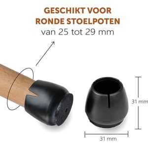 Ronde Stoel Doppen - Ø 25-29mm - Zwart