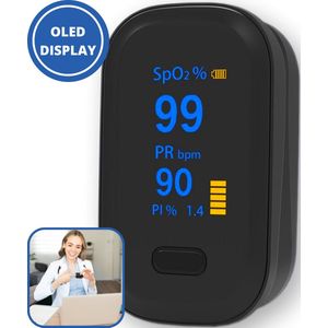 Curify® Medische Saturatiemeter - Zuurstofmeter Vinger inclusief Hartslagmeter - Pulse Oximeter met PI Functie