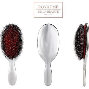 Bristle & Nylon Brush | Haarborstel | Anti Klit | Varkenshaar | Zwijnenhaar | Massage borstel | Boar Bristle Brush | Zilver