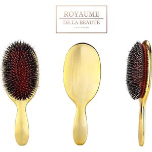 Bristle & Nylon Brush | Haarborstel | Anti Klit | Varkenshaar | Zwijnenhaar | Boar Bristle Brush | Goud
