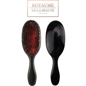 Bristle & Nylon Brush | Haarborstel | Anti Klit | Varkenshaar | Zwijnenhaar | Massage borstel | Boar Bristle Brush | Zwart Small
