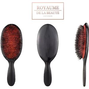 Bristle & Nylon Brush | Haarborstel | Anti Klit | Varkenshaar | Zwijnenhaar | Massage borstel | Boar Bristle Brush | Zwart