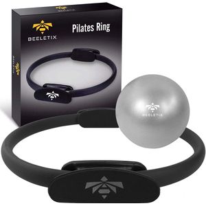 Beeletix Pilates Ring Set - Yoga Ring - Fitness Ring - Magic Circle - Weerstandsring - Zwart - Ø 38cm