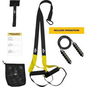 Beeletix TRX Suspension Trainer Set met Deuranker en Opbergtas - Zwart/Geel