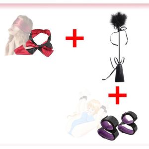 URlife® BDSM Bondage Set- Blinddoek- Inclusief Handboeien & Enkelboeien & Zweep - Erotiek - Sex Toys voor Vrouwen - Mannen – Masker- Kinky- Discreet